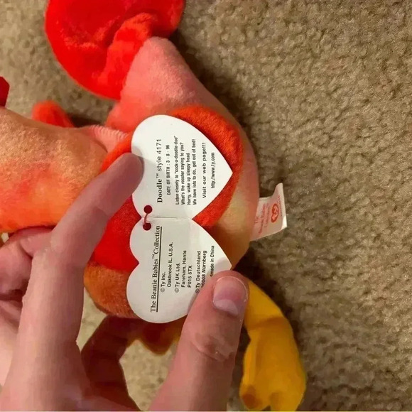 Lot Of 2 Ty Rooster Doodle And Squirrel Nuts- 1996 - Picture 7 of 8